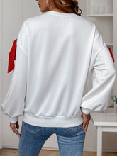 Perfee Bow Round Neck Long Sleeve Sweatshirt OutfitFlow